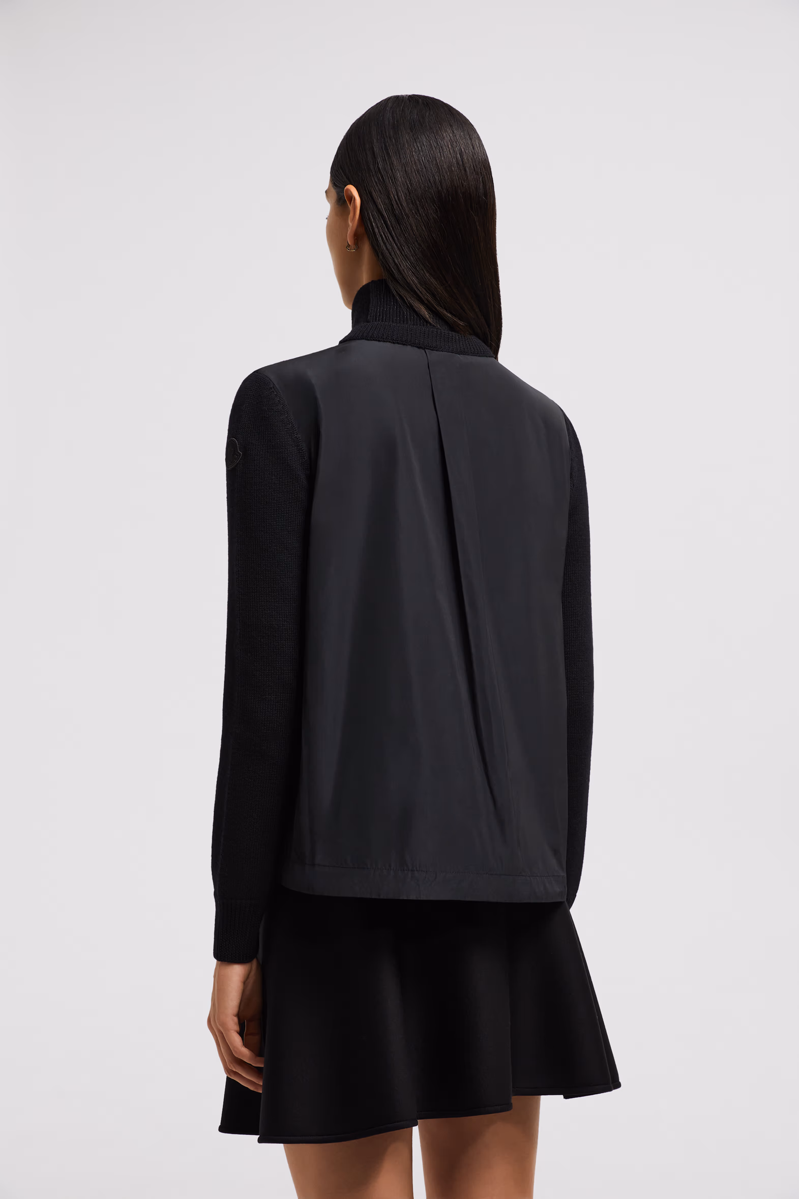 Wool & Taffeta Cardigan Women Black Moncler 5